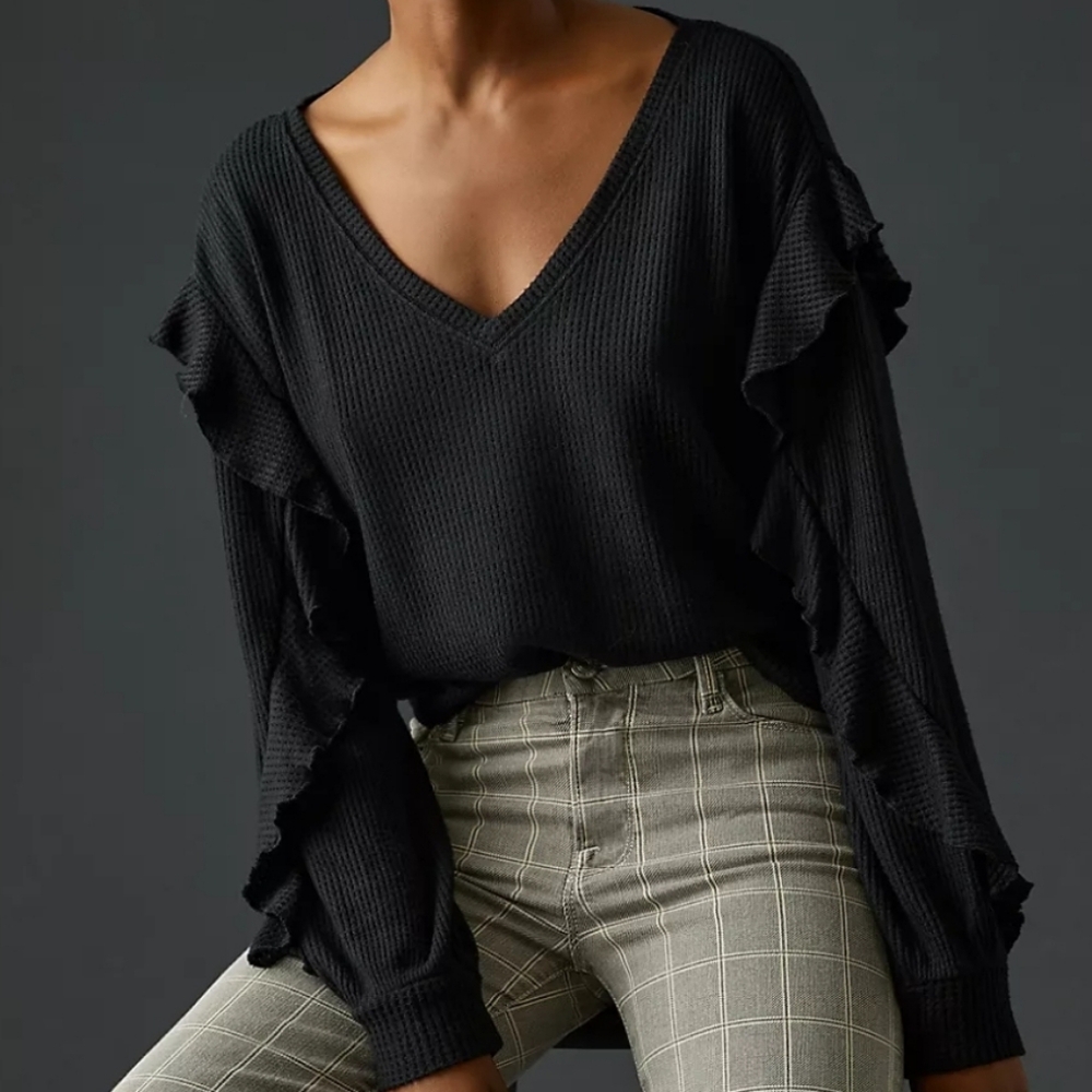 Pilcro Ruffled V-Neck Top